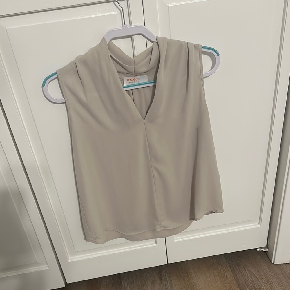 Renee C. Women's Beige Sleeveless Blouse